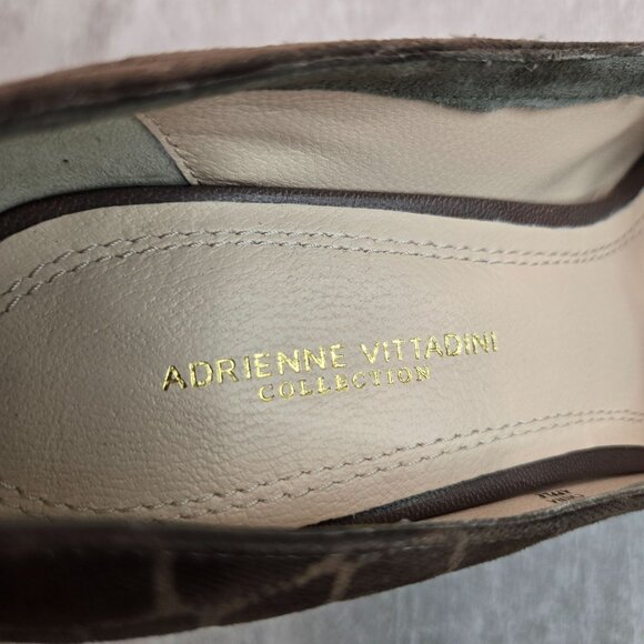 Bow Stiletto High Heels Size 8.5 Brown Suede Croc Dressy Peep Toe Platform Pumps - Picture 8 of 10